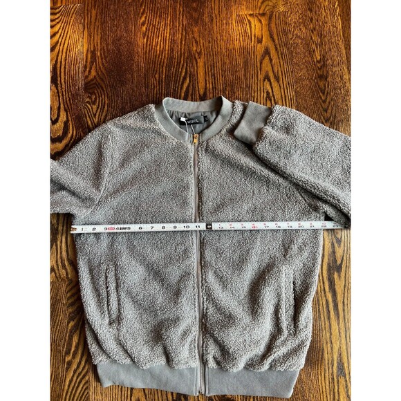 NWT MIROL Women's Sherpa Fleece Full Zip Fuzzy Grey Bomber Style Jacket Size M - Picture 11 of 11